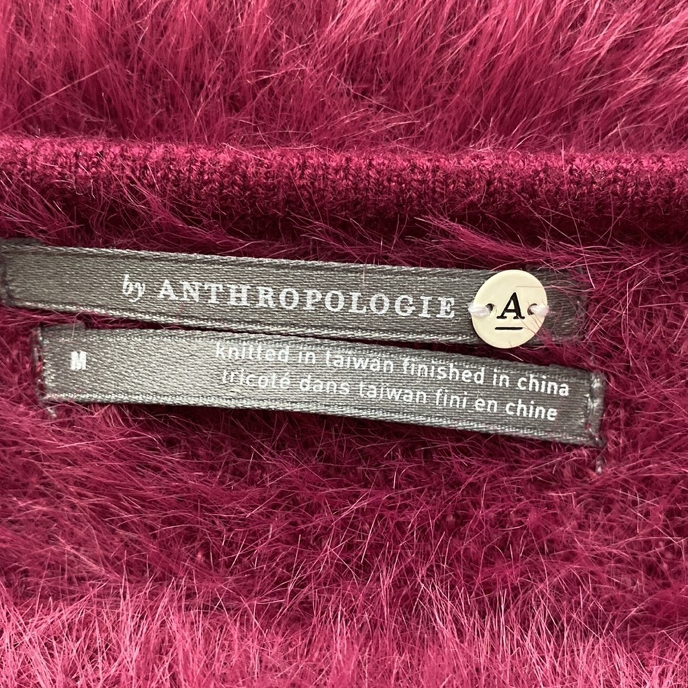 Anthropologie Fuzzy Burgundy Sweater - Picture 7 of 10